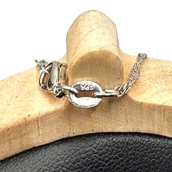 925 Silver Chain Heart Necklace Earring Set w/ Synthetic Ruby Diamonds Pendants - Picture 2 of 8